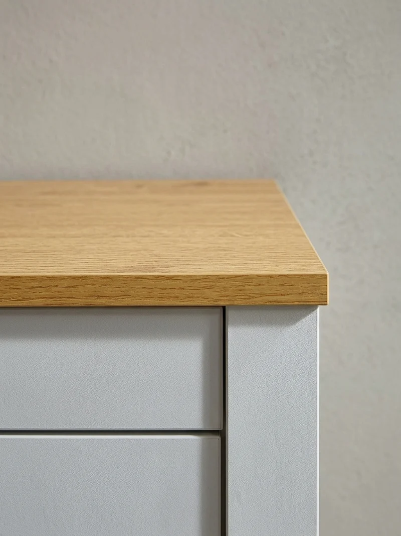 Kommode – Eiche-Finish, 3 Schubladen, 2 Türfächer