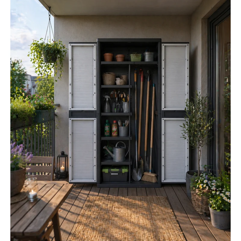 Kreher - Jumbo-Spindschrank mit Freifach (schwarz, grau)
