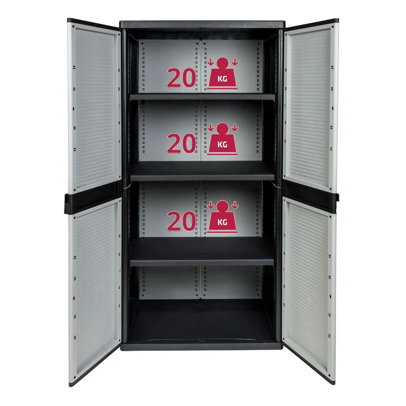 Kreher - Jumbo-Schrank mit 3 Böden (schwarz, grau)