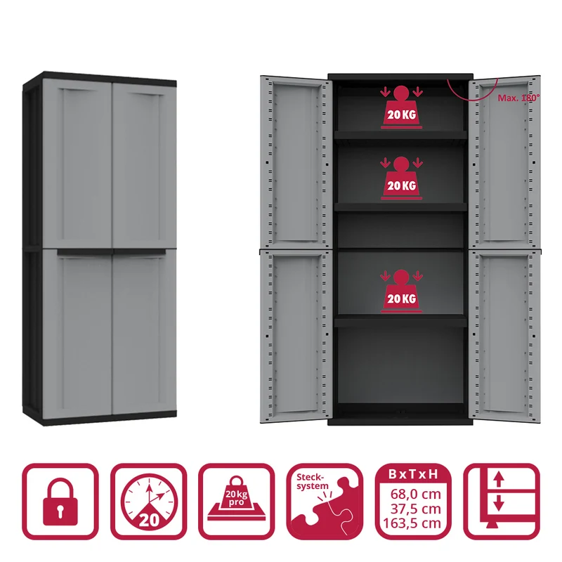 J-Twist Schrank in Schwarz/Grau (Modelle wählbar)