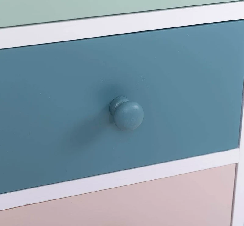 Schmale Schubladensäule aus Massivholz mit 7 Schubladen