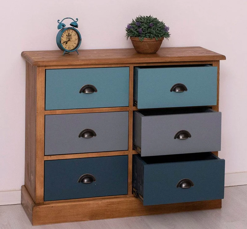 Kommode 100 aus Massivholz mit 6 Schubladen