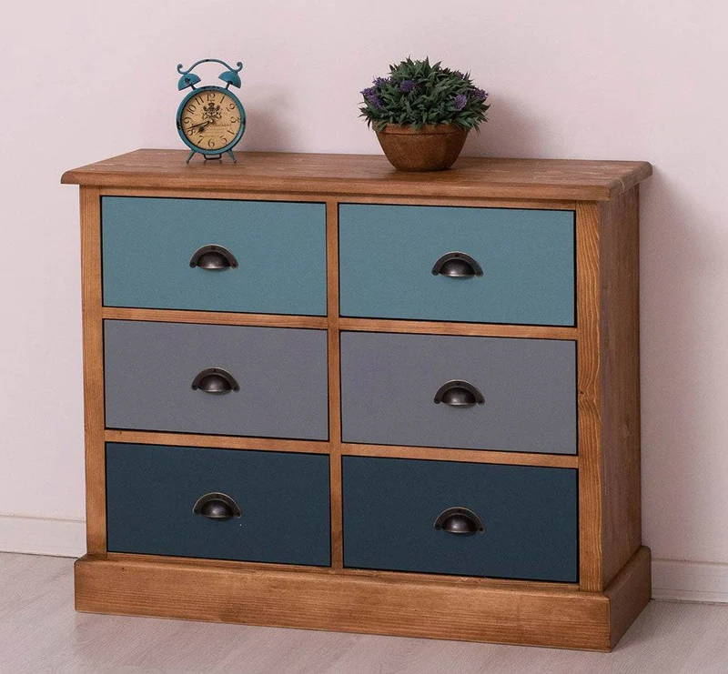 Kommode 100 aus Massivholz mit 6 Schubladen