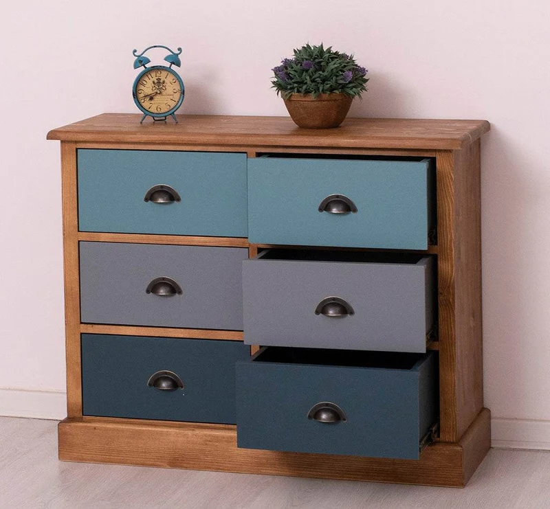 Kommode 100 aus Massivholz mit 6 Schubladen