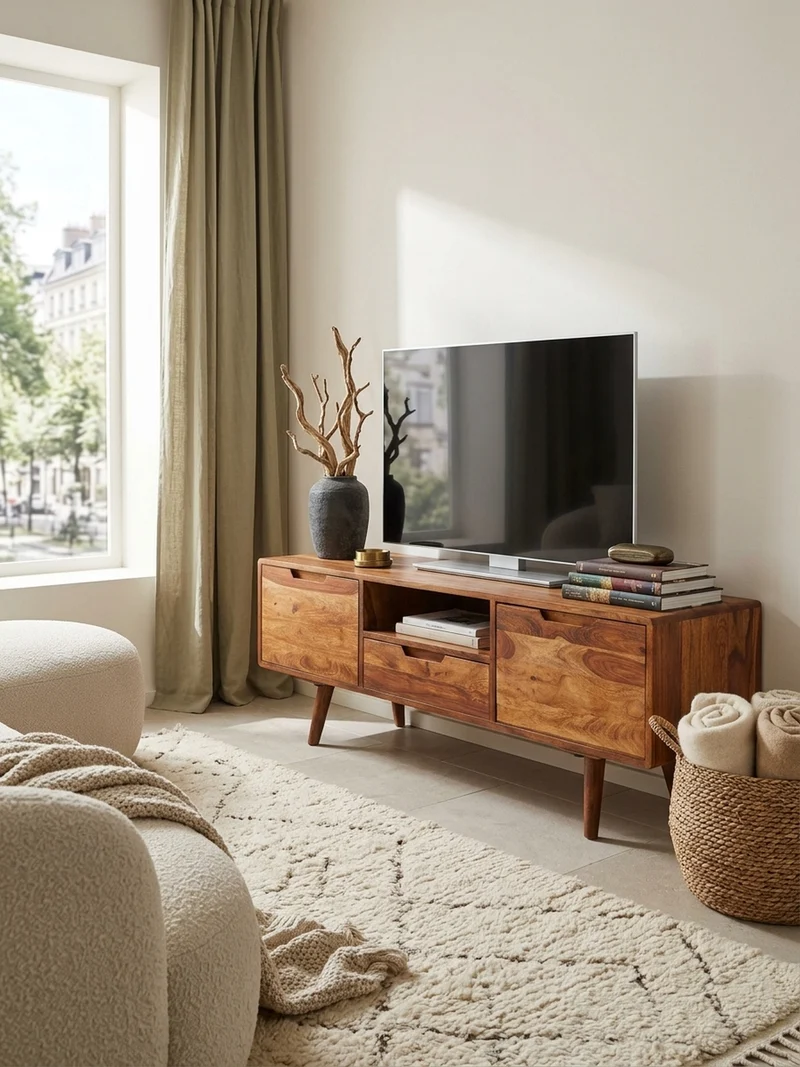 Lowboard Massivholz Landhausstil mit Stauraum Handgefertigt