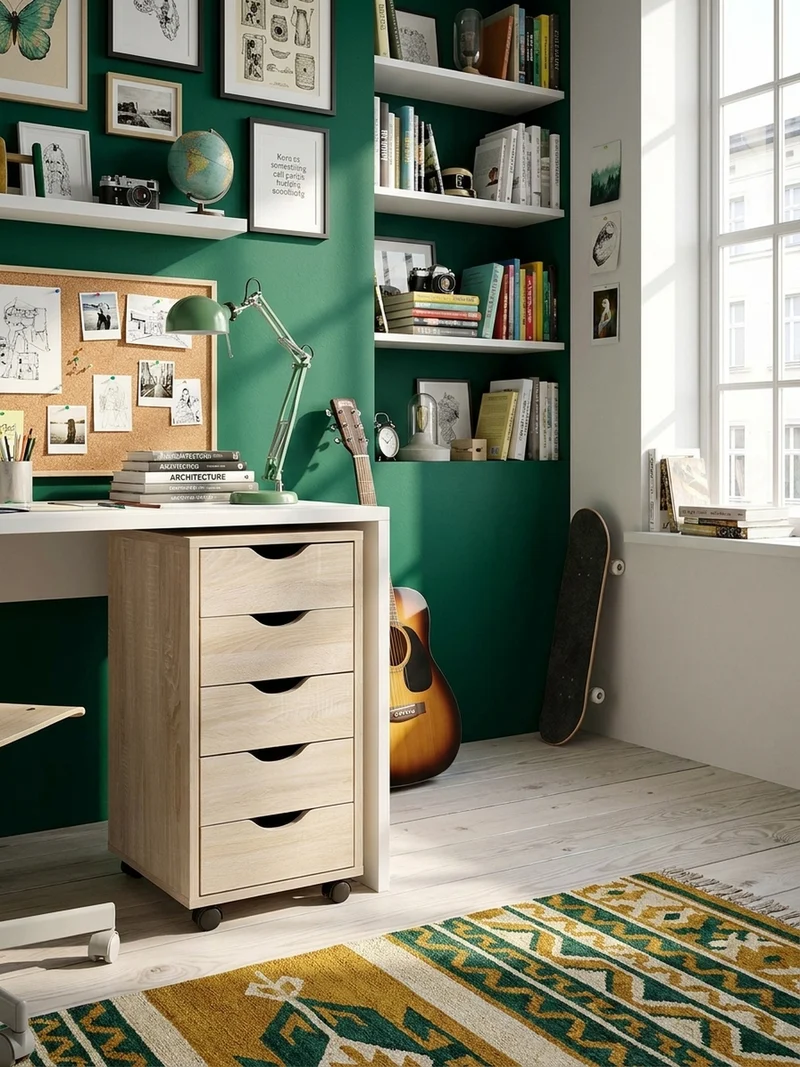 Rollcontainer – MDF-Holz, Sonoma, 5 Schubladen, Rollen, für Büro oder Wohnzimmer