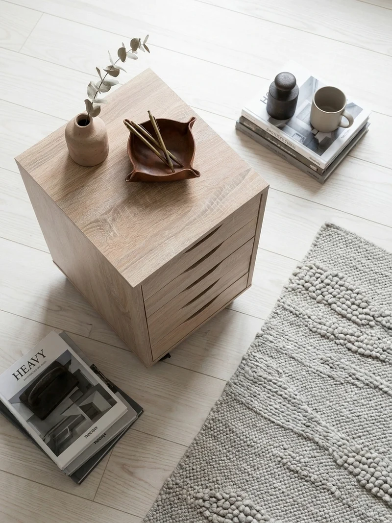 Rollcontainer – MDF-Holz, Sonoma, 5 Schubladen, Rollen, für Büro oder Wohnzimmer