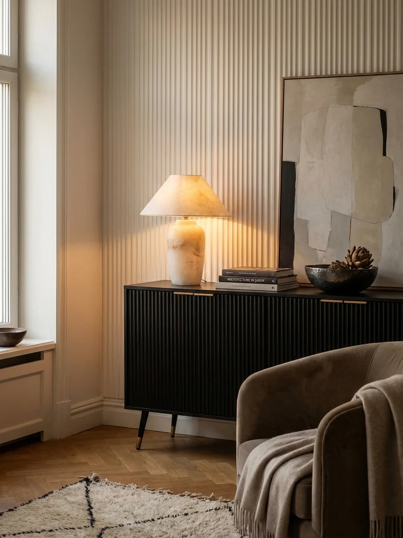 Sideboard – Schwarz/Eiche-Dekor, 150x81x39 cm, mit Türen, Metallbeine