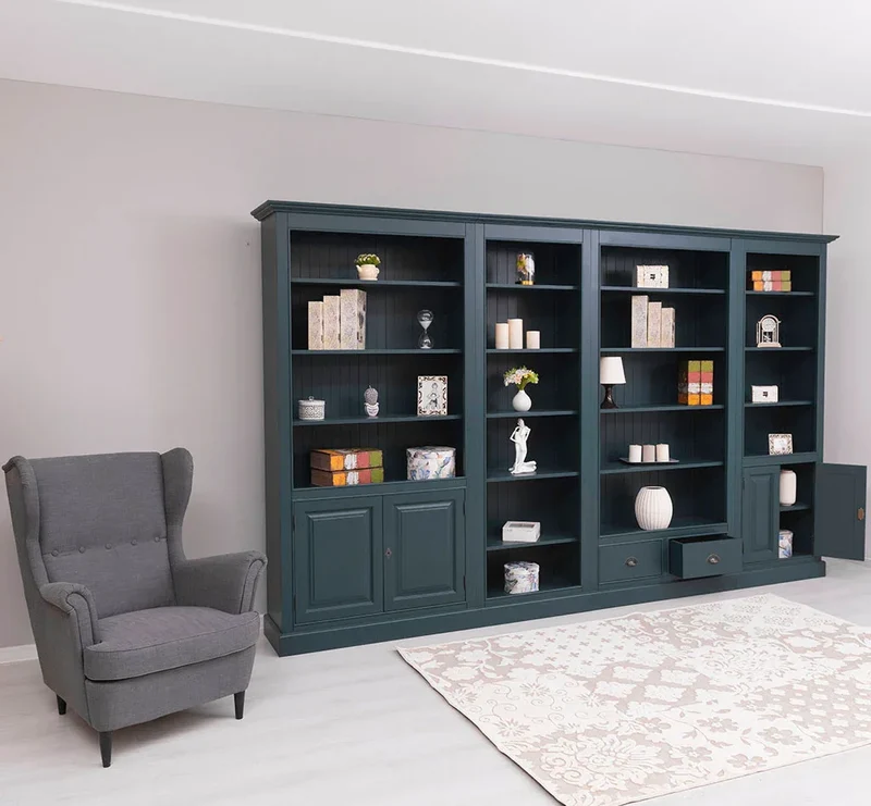 Vierteilige Regalwand aus Massivholz - Extra großes Bücherregal