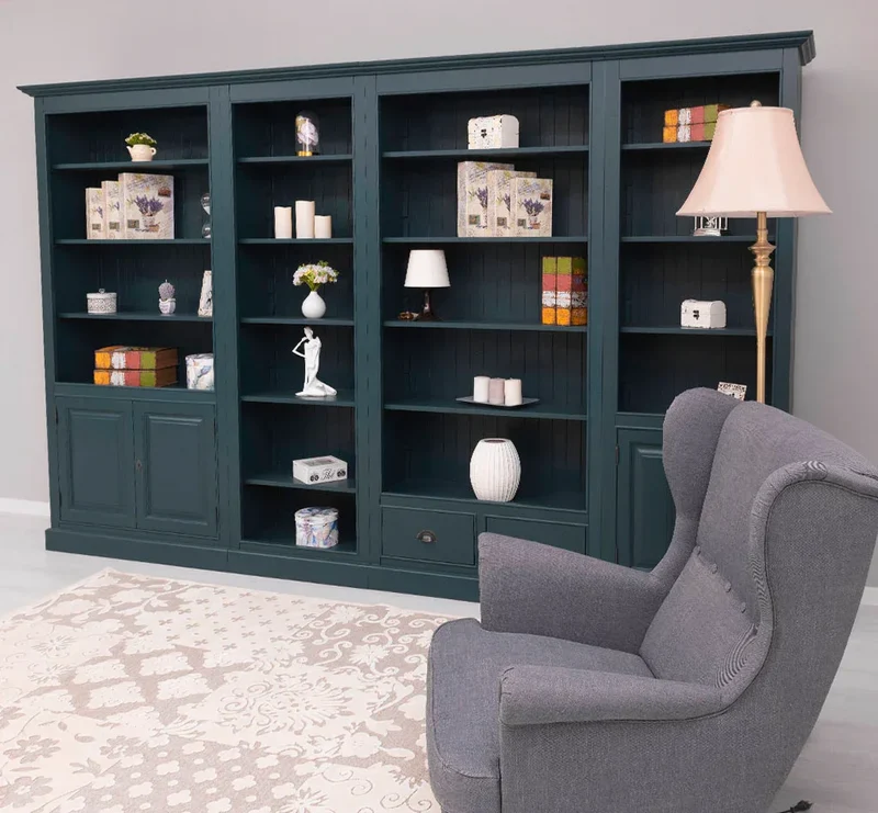 Vierteilige Regalwand aus Massivholz - Extra großes Bücherregal