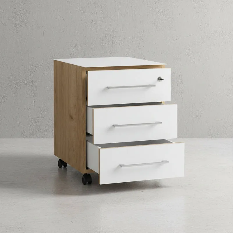 Rollcontainer 40x50x55 cm | Glasfront Soft-Close Abschließbar