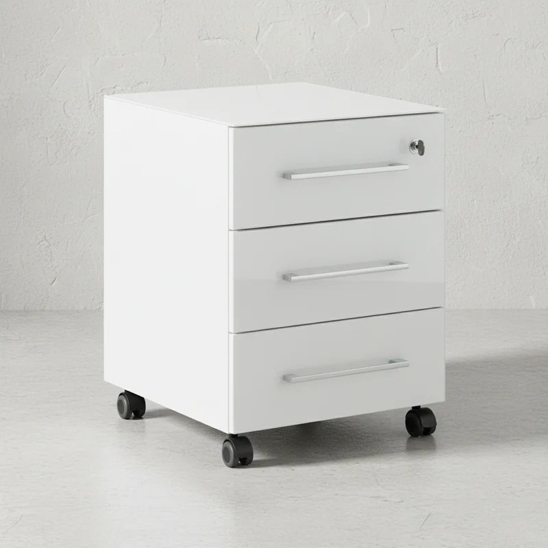 Rollcontainer 40x50x55 cm | Glasfront Soft-Close Abschließbar