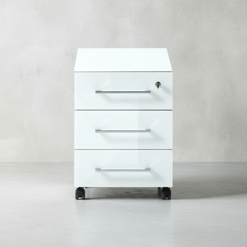 Rollcontainer 40x50x55 cm | Glasfront Soft-Close Abschließbar