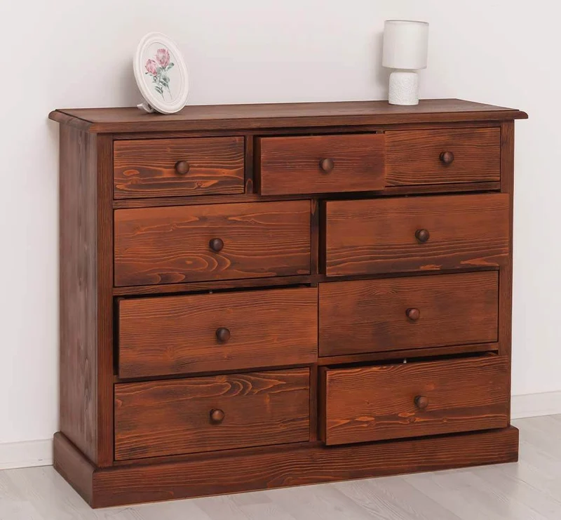 Kommode aus Massivholz | Sideboard mit 9 Schubladen