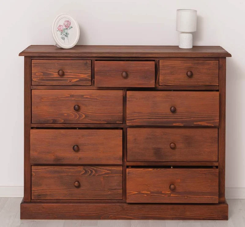 Kommode aus Massivholz | Sideboard mit 9 Schubladen