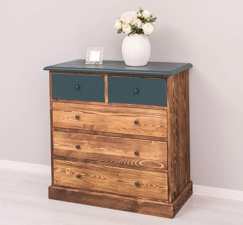 Landhauskommode aus Massivholz - Sideboard mit 5 Schubladen