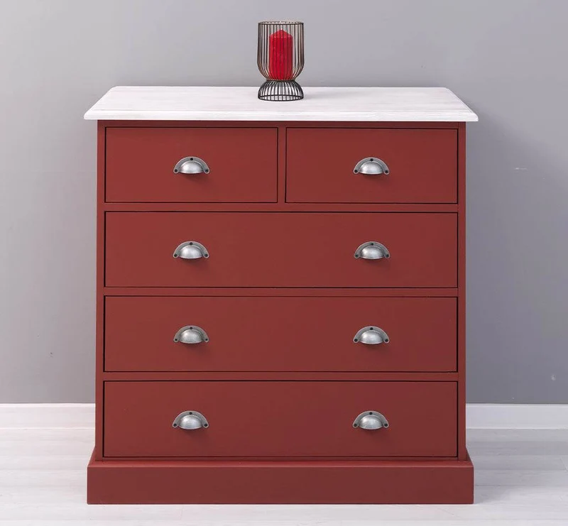 Landhauskommode aus Massivholz - Sideboard mit 5 Schubladen