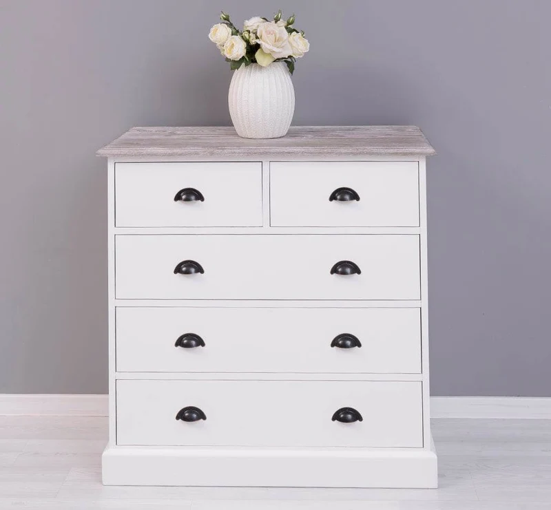 Landhauskommode aus Massivholz - Sideboard mit 5 Schubladen