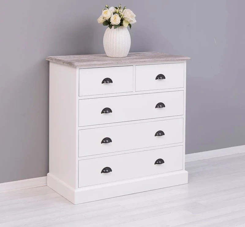 Landhauskommode aus Massivholz - Sideboard mit 5 Schubladen
