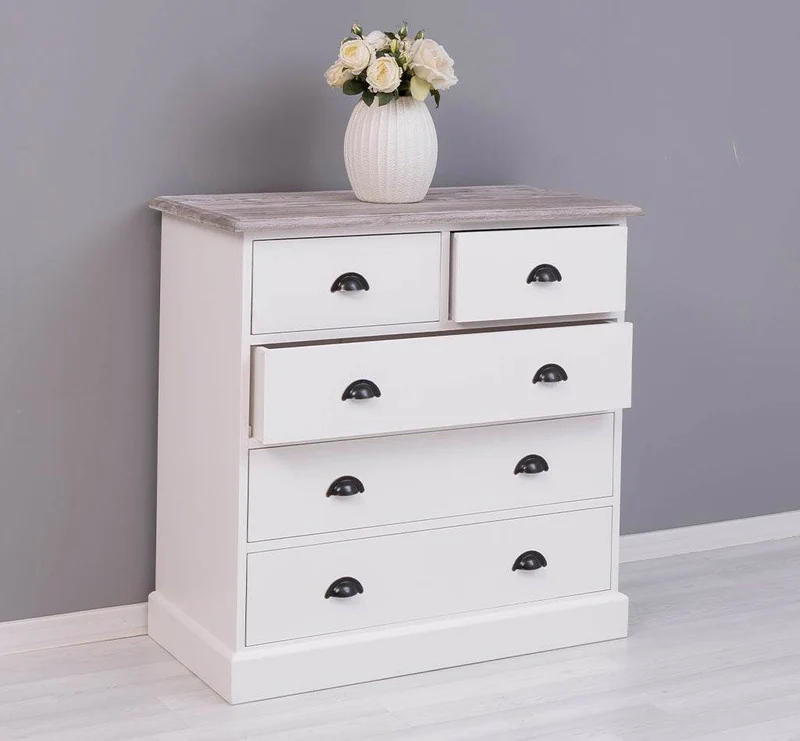 Landhauskommode aus Massivholz - Sideboard mit 5 Schubladen