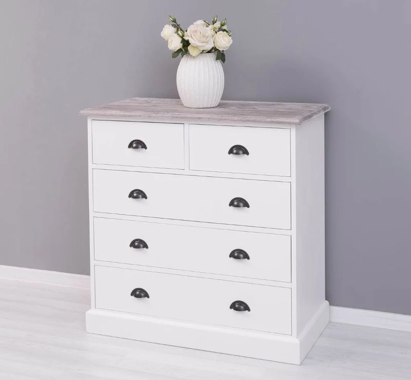 Landhauskommode aus Massivholz - Sideboard mit 5 Schubladen