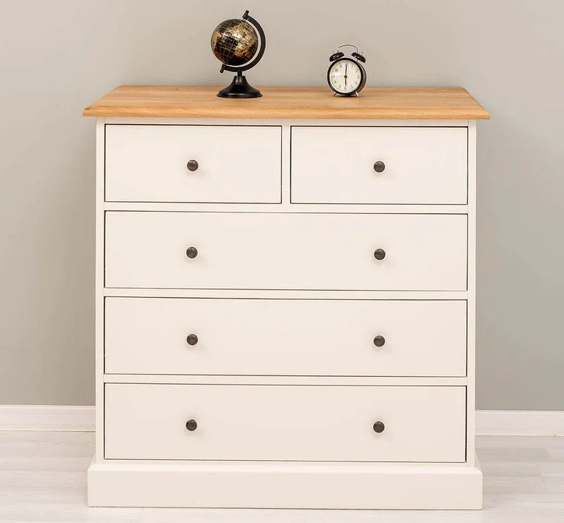 Landhauskommode aus Massivholz - Sideboard mit 5 Schubladen