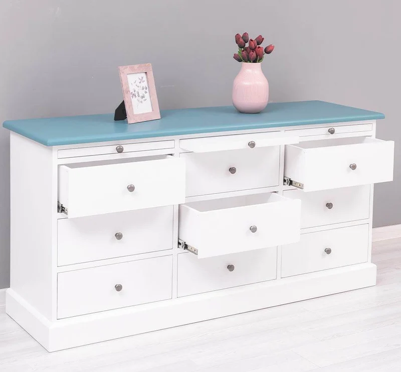 Große Landhauskommode mit neun Schubladen - Sideboard in verschiedenen Farben