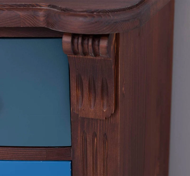 Geschwungene Landhauskommode aus Massivholz mit 6 Schubladen