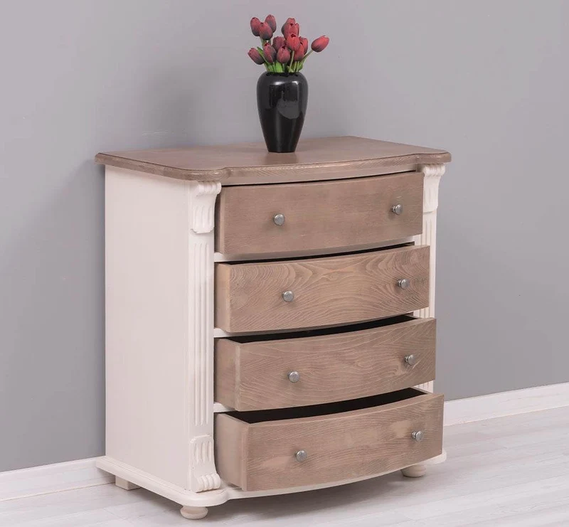Geschwungene Kommode aus Massivholz im Landhausstil