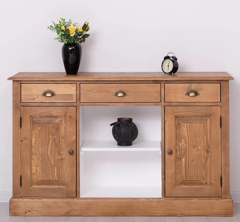 Massives Landhaus Sideboard mit 3 Schubladen & 2 Schränken