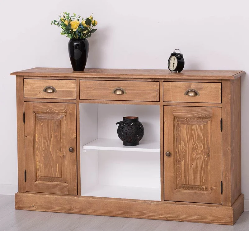 Massives Landhaus Sideboard mit 3 Schubladen & 2 Schränken