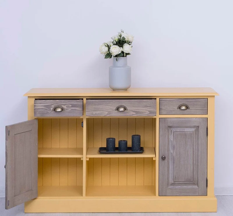 Massives Landhaus Sideboard mit 3 Schubladen & 2 Schränken