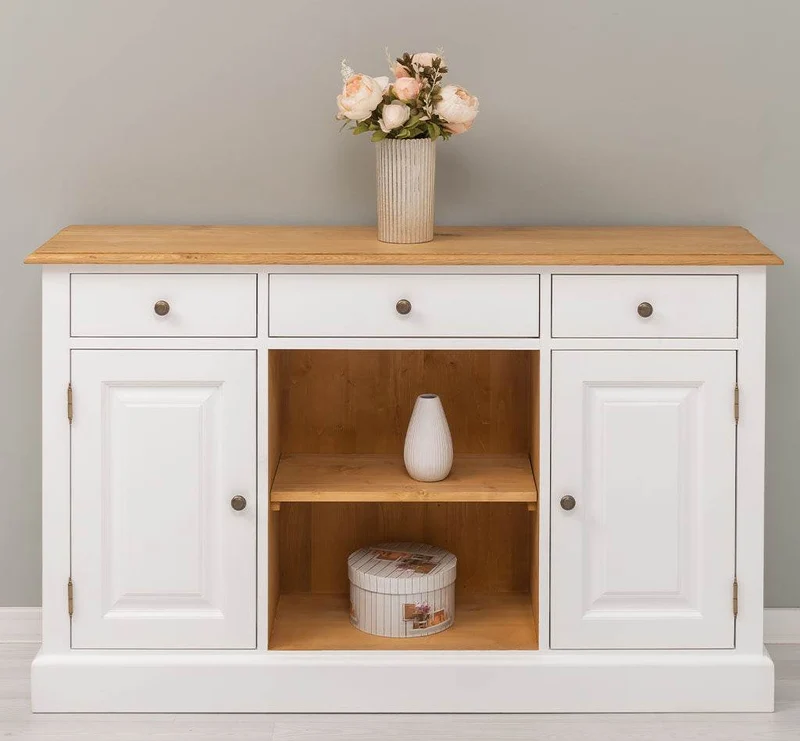 Massives Landhaus Sideboard mit 3 Schubladen & 2 Schränken