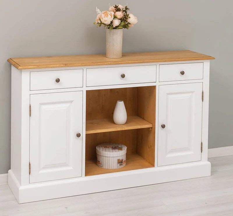 Massives Landhaus Sideboard mit 3 Schubladen & 2 Schränken
