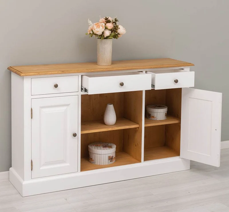 Massives Landhaus Sideboard mit 3 Schubladen & 2 Schränken