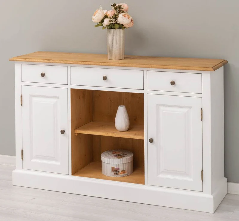 Massives Landhaus Sideboard mit 3 Schubladen & 2 Schränken