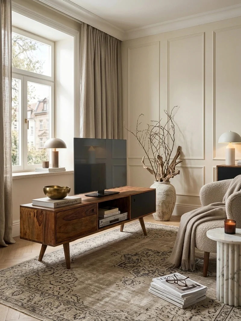 TV-Lowboard Massivholz, rustikaler Landhausstil, einzigartige Maserung