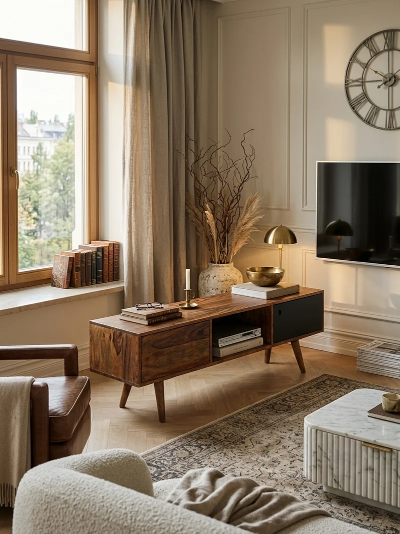 TV-Lowboard Massivholz, rustikaler Landhausstil, einzigartige Maserung