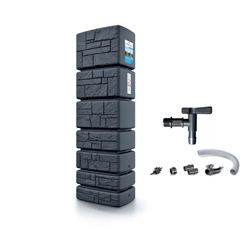 XXL Wassertank "Tower Stone" 350 Liter in Stein Optik Anthrazit (STEIN OPTIK) mit Füllautomat und Wasserhahn