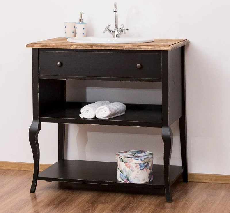 Vintage Waschtisch aus Massivholz im Landhausstil