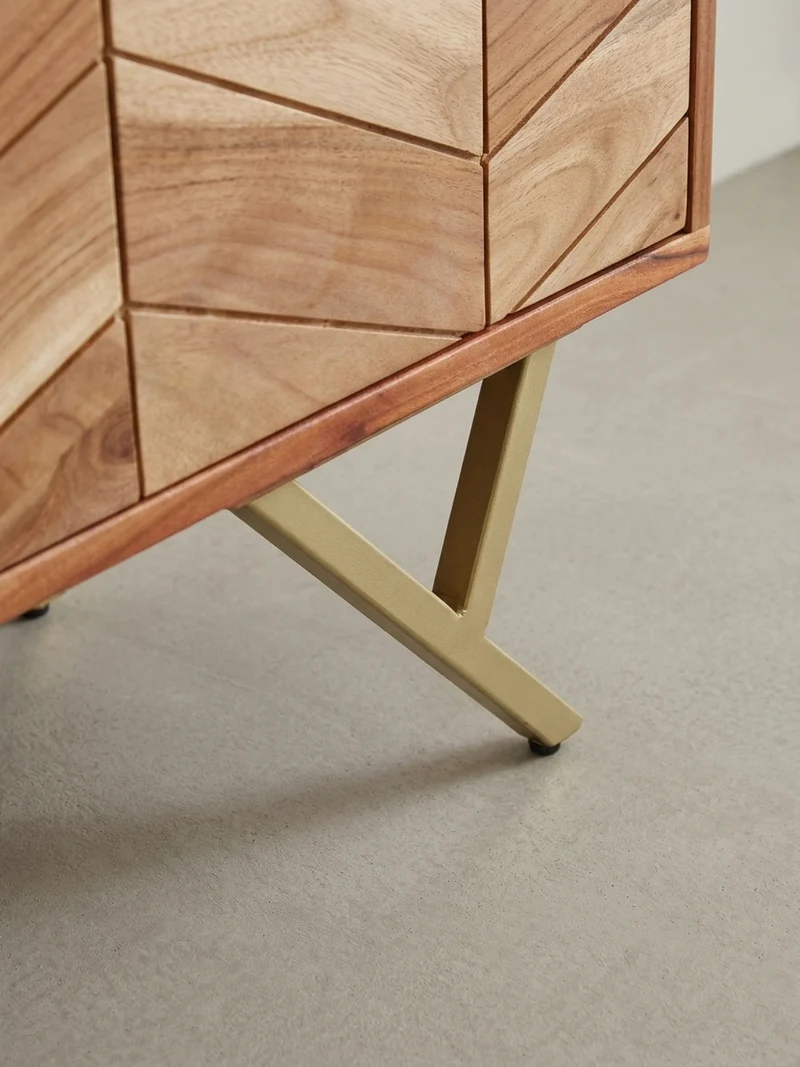 Sideboard – Akazie Massivholz, rustikal, mit Muster, Landhausstil