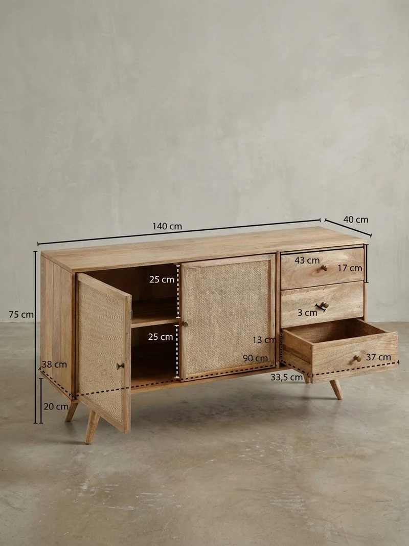 Sideboard – Mangoholz, robust, viel Stauraum