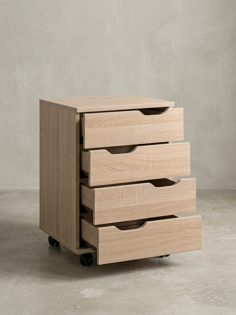 Rollcontainer – Weiß, 4 Schubladen, Rollen, stilvoll, für Büro