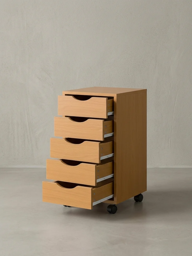 Rollcontainer – Buche, 5 Schubladen, Schreibtischcontainer, Rollen
