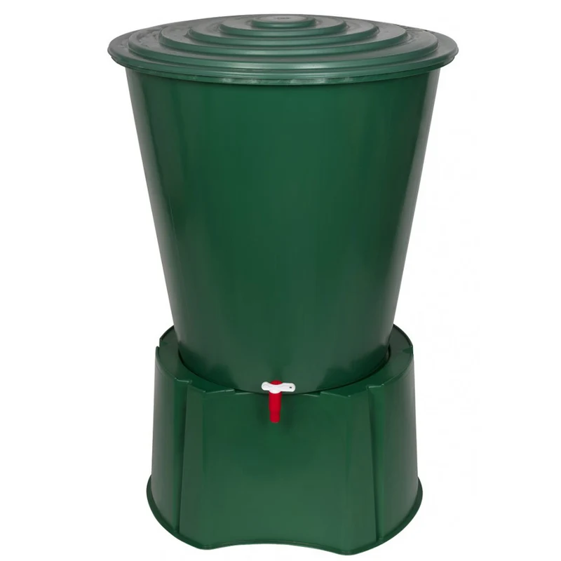 XXL Wassertonne Wassertank mit Hahn, Deckel und Monoblock 310 Liter in Grün