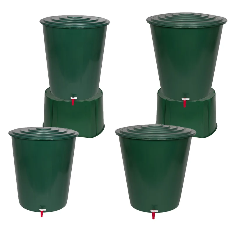 Kreher XXL Regentonne in Grün mit Deckel und Hahn (Ausführung wählbar)