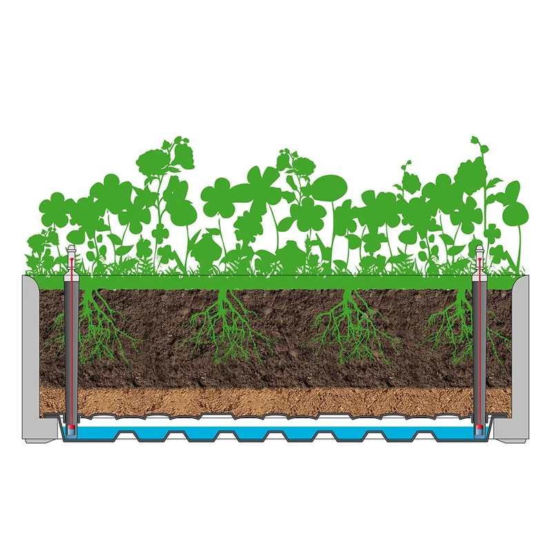 XL PFLANZKASTEN mit Wasserspeicher Rattan (breite Version) WEISS