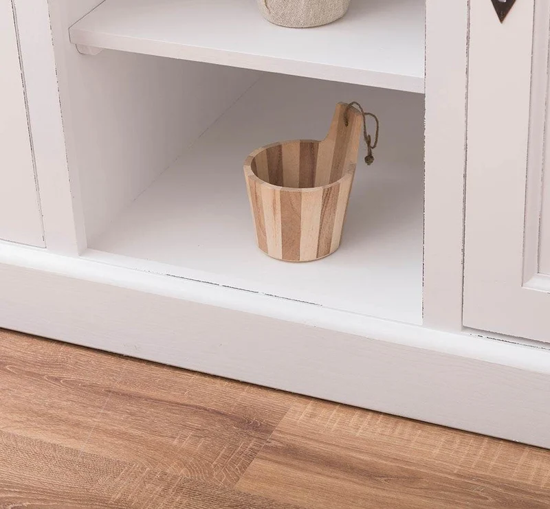Waschbeckenschrank aus Massivholz | Badmöbel mit Spiegel | 2-teilig