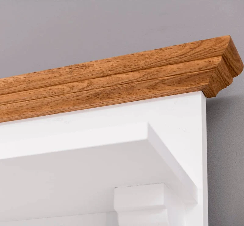 Garderobe aus Massivholz mit 6 Haken und 2 Staufächern - Eichenbank