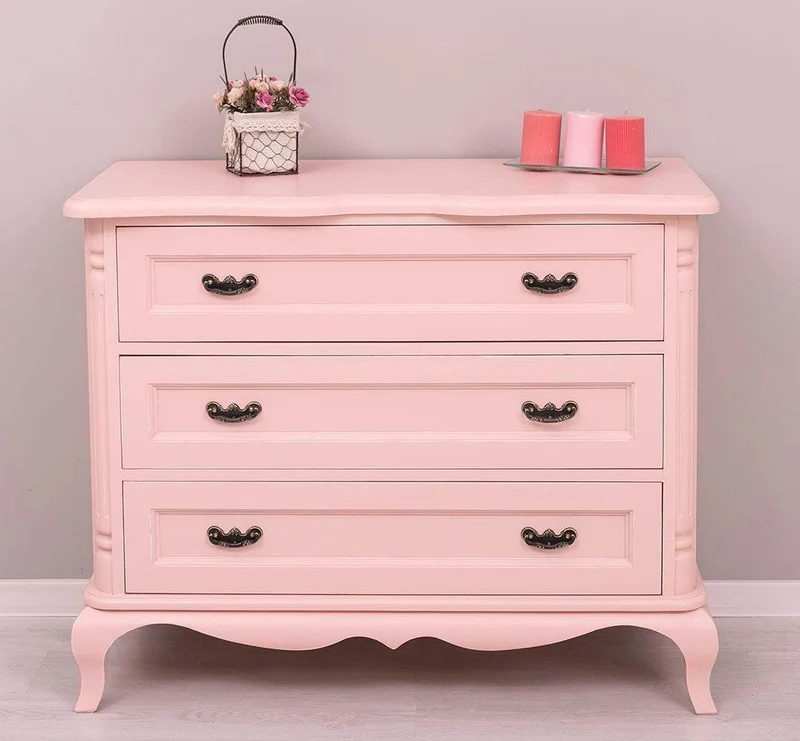 Vintage Sideboard aus Massivholz mit 3 Schubladen | Kommode mit geschwungenen Füßen